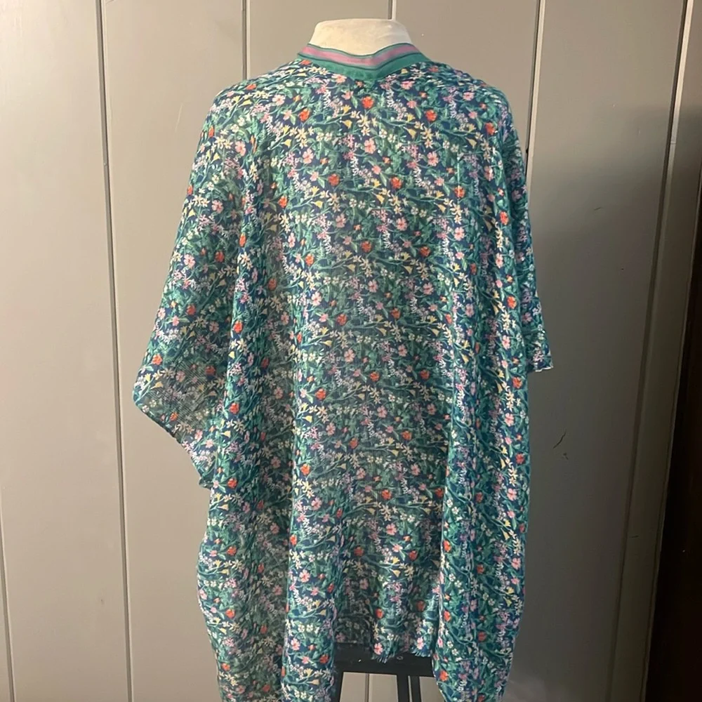 Steve Madden Duster Jacket Blue Green Cover Up Festival Boho Romantic Fairy